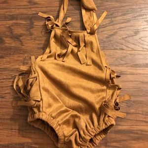 Suede fringe romper